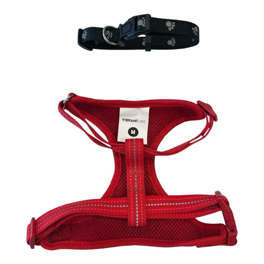 Vibrant Life Red Flex Knit Dog Harness Medium Adjustable pets NWOT NEW Puppy